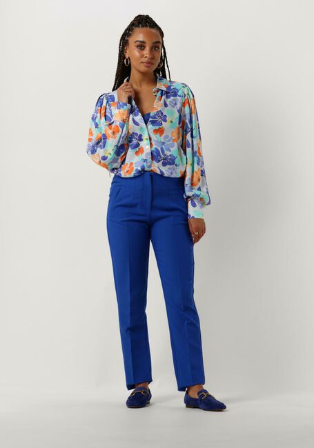 Lichtblauwe JANSEN AMSTERDAM Blouses WP764 PRINTED BLOUSE LONG PUFFED SLEEVE - large