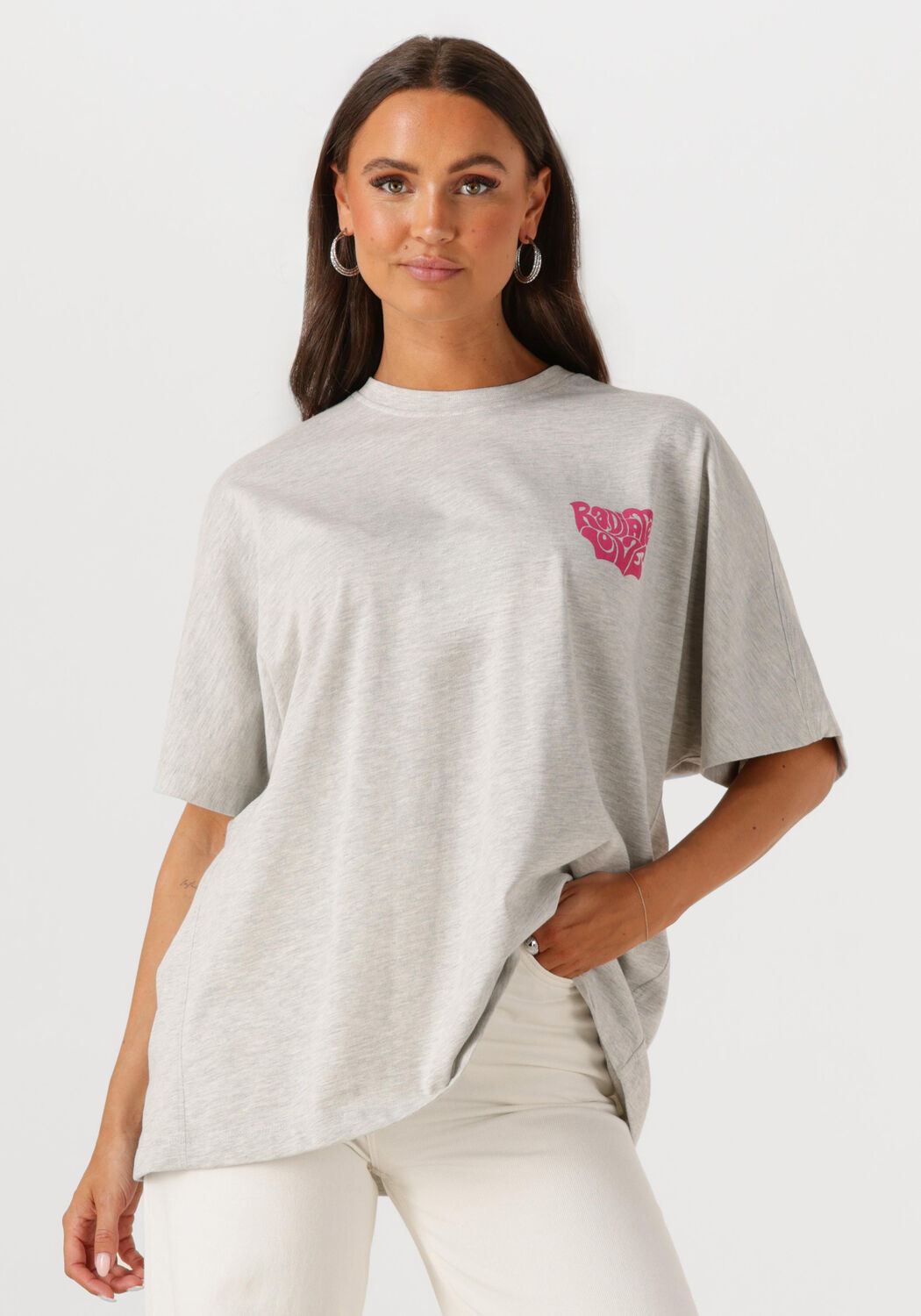 CATWALK JUNKIE Dames Tops & T-shirts Oversized Graphic Tshirt Grijs