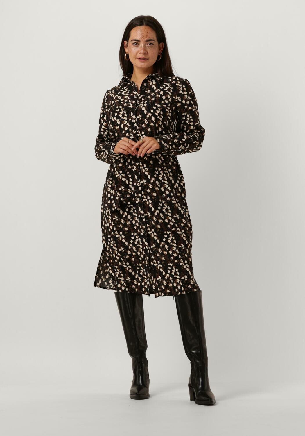 zwarte object midi jurk objleonora l s shirt dress noos