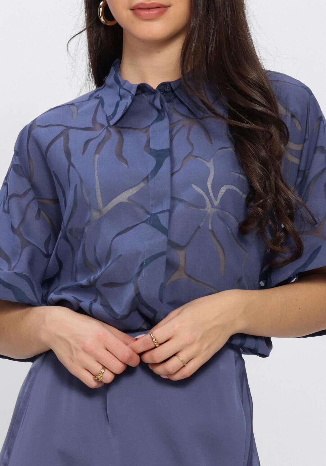 Blauwe ANOTHER LABEL Blouses ALLUCA FLOWER SHIRT S/S - large