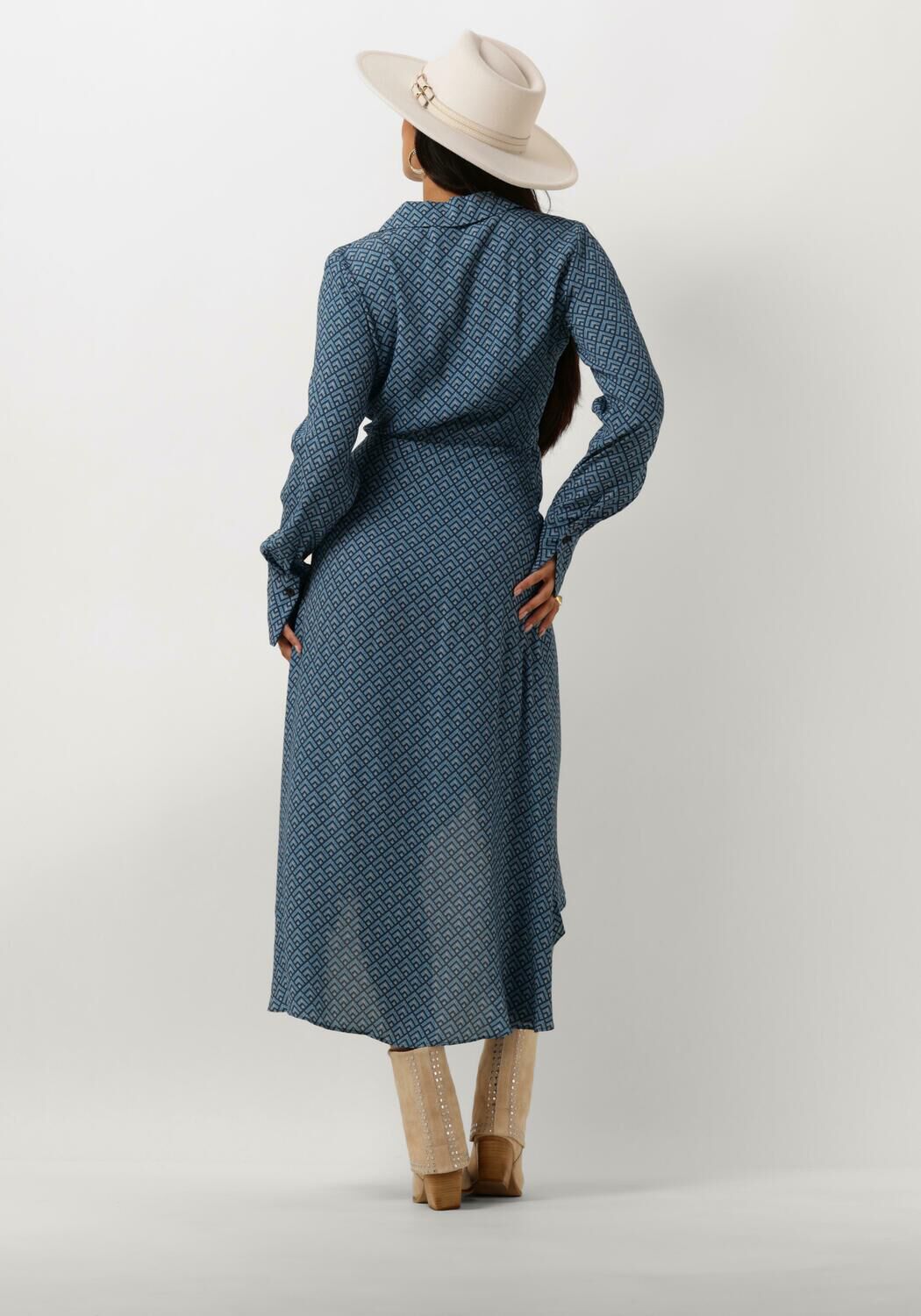 COLOURFUL REBEL Dames Jurken Lea Small Geo Wrap Midi Dress Blauw