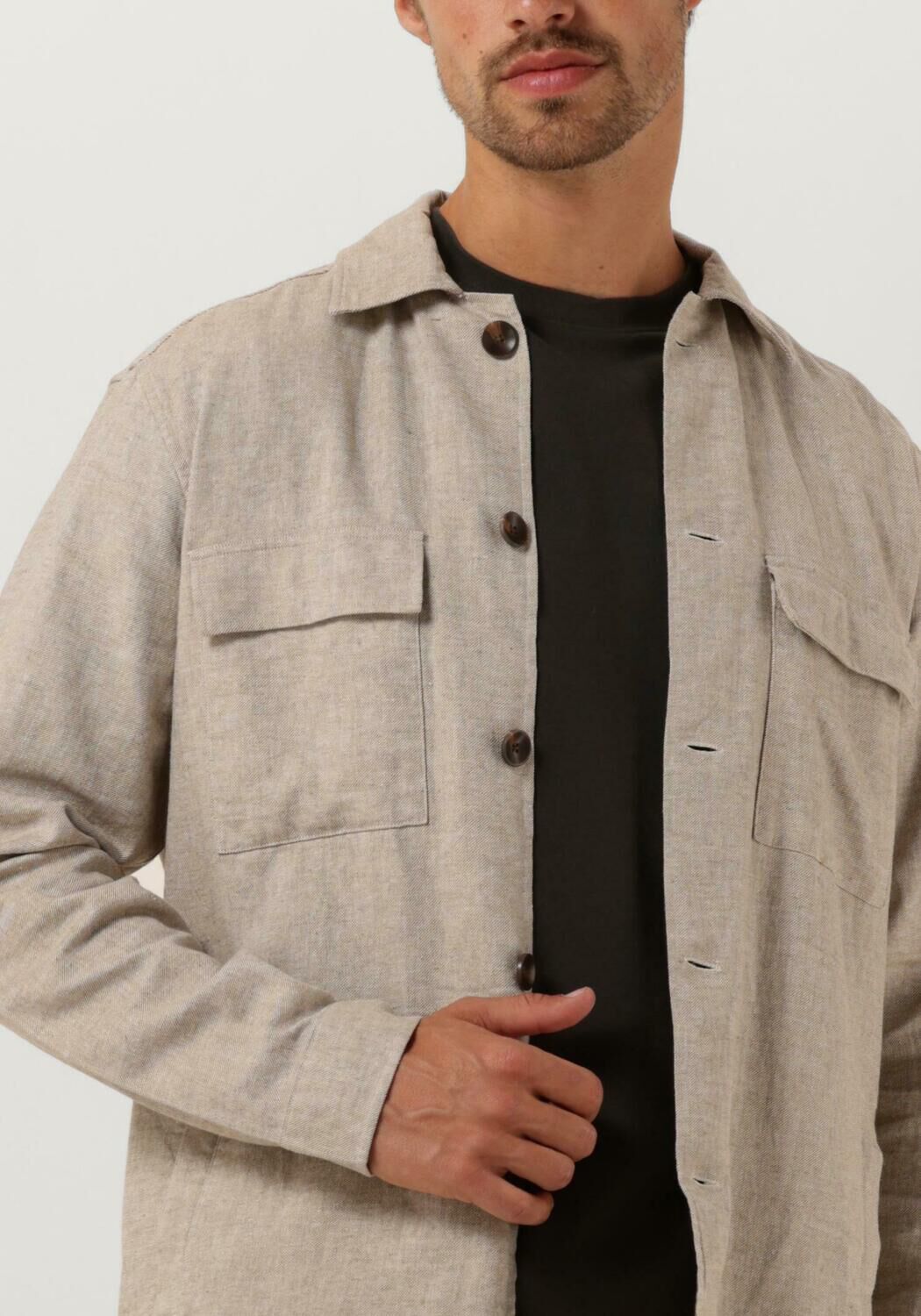 PROFUOMO Heren Overshirts Overshirt Co linen Beige
