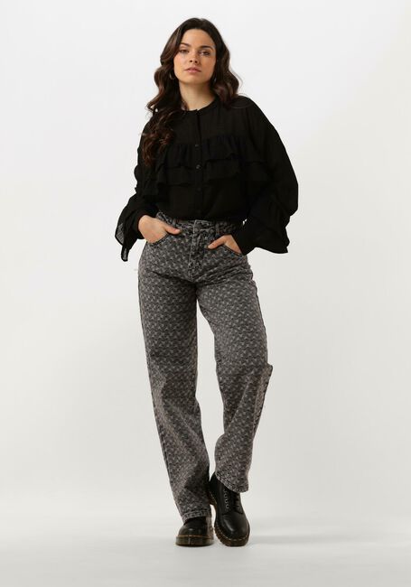 Zwarte ALIX THE LABEL Blouses LADIES WOVEN STRUCTURED CHIFFON RUFFLE BLOUSE - large