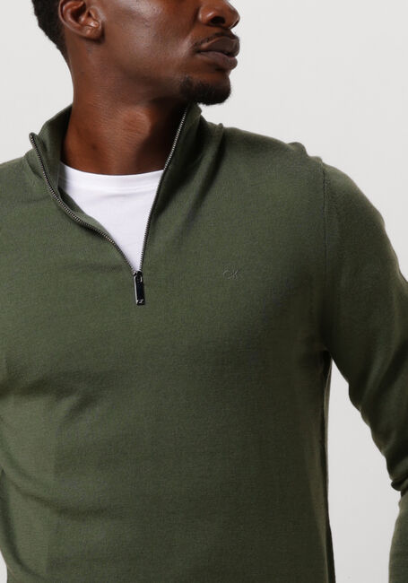 Donkergroene CALVIN KLEIN Trui MERINO QUARTER ZIP - large