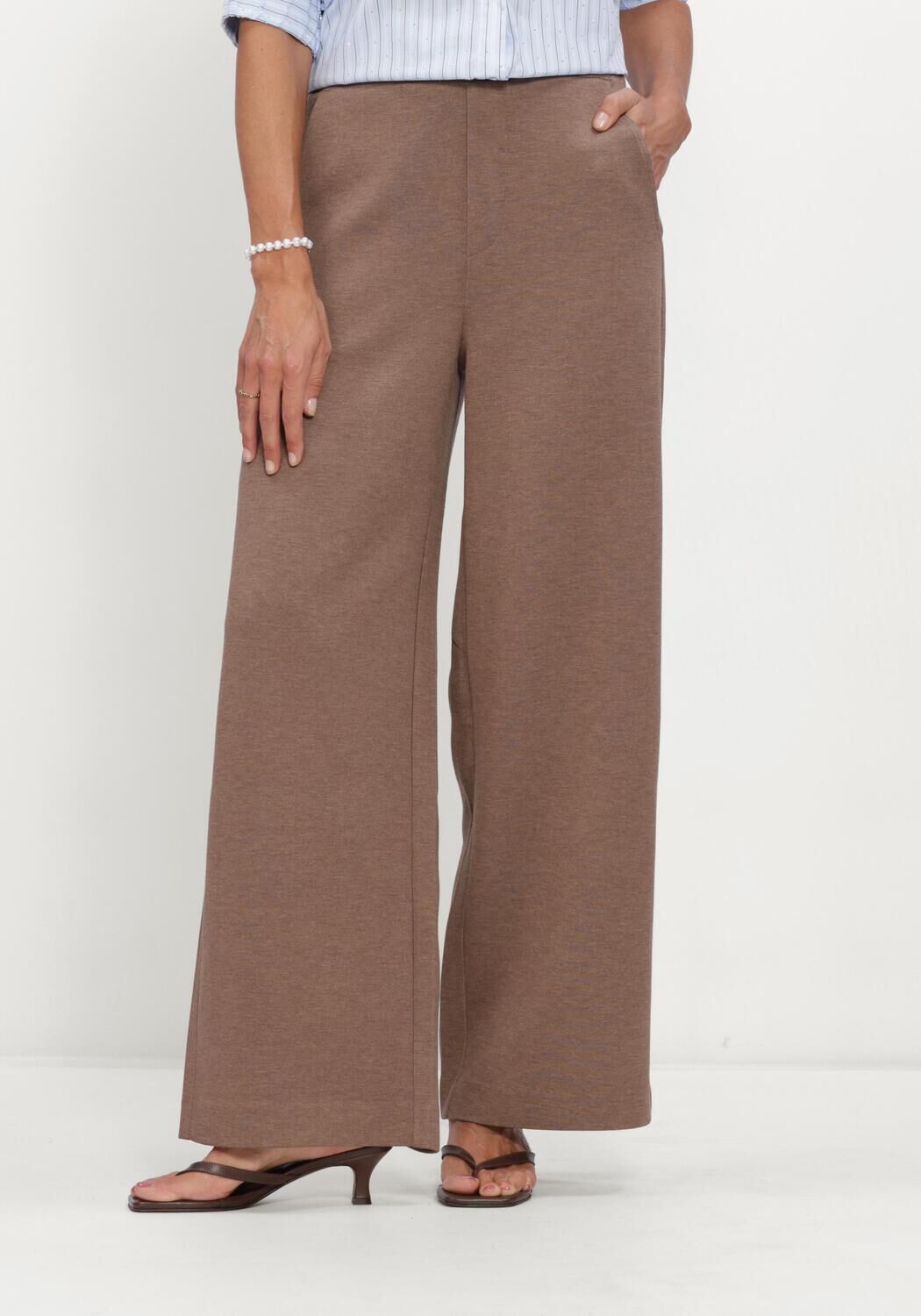 Bruine INWEAR Wijde broek GINCETTEIW MELANGE PANTS - large