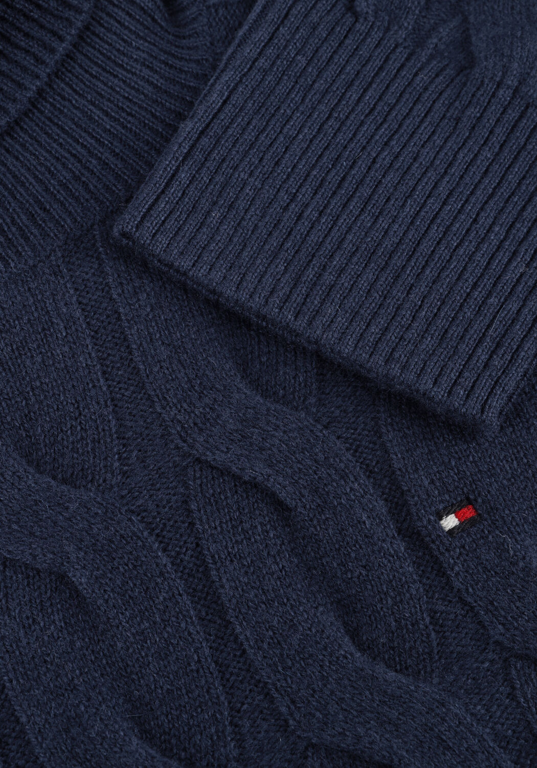 Donkerblauwe TOMMY HILFIGER Coltrui SOFT WOOL CABLE ROLL-NK LS SWT - large