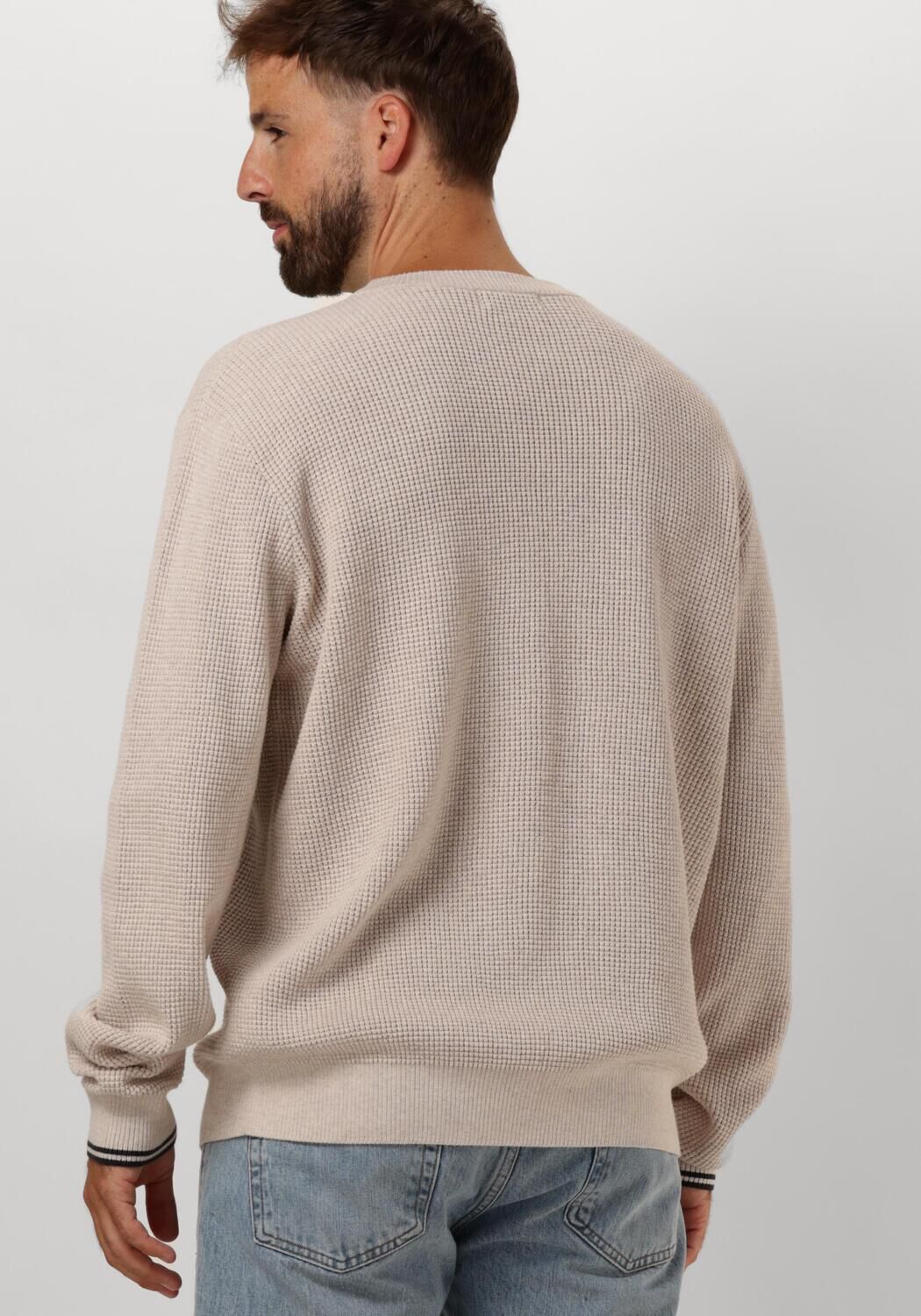 FRED PERRY Heren Truien & Vesten Waffle Stitch Crew Neck Jumper Gebroken Wit
