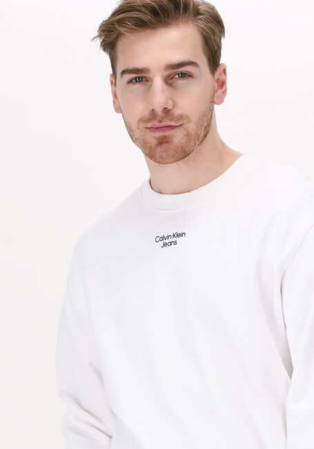 Witte CALVIN KLEIN Sweater STACKED LOGO CREW NECK - large