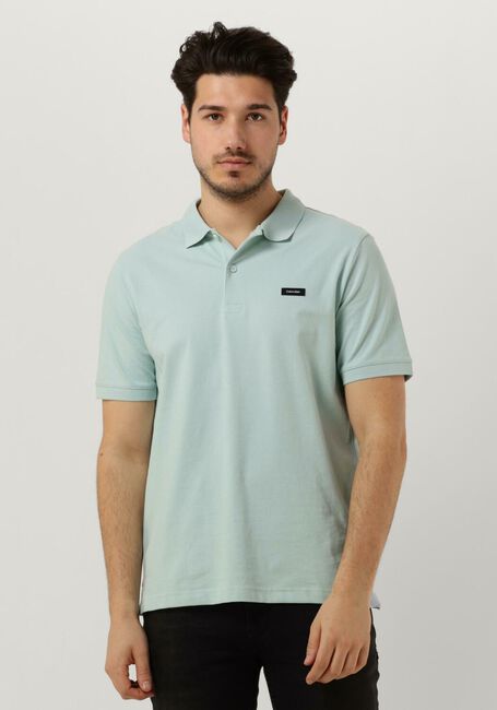 Lichtblauwe CALVIN KLEIN Polo STRETCH PIQUE SLIM BUTTON POLO - large