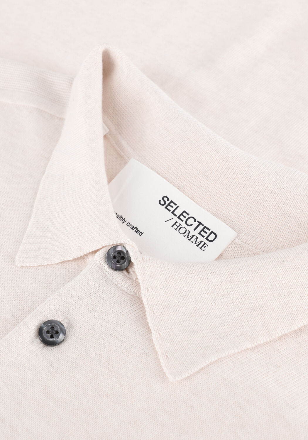 Gebroken wit SELECTED MEN Polo SLHBERG SS POLO NECK B - large