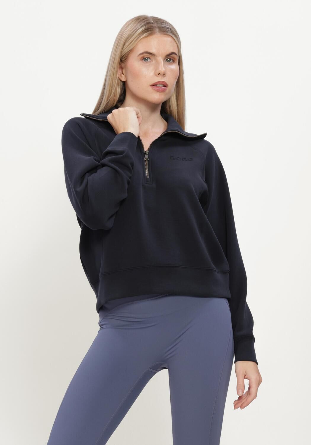 BJORN BORG Dames Truien & Vesten Studio Soft Halfzip Sweatshirt Donkerblauw