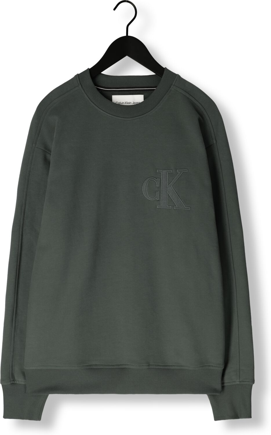 CALVIN KLEIN Heren Truien & Vesten Ck Applique Crew Neck Grijs