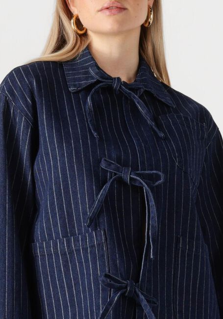 Donkerblauwe NEO NOIR Blouses STARLIE STRIPE SHIRT - large