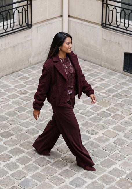 Bordeaux NUKUS Teddy jas MADELIN JACKET BOUCLE - large