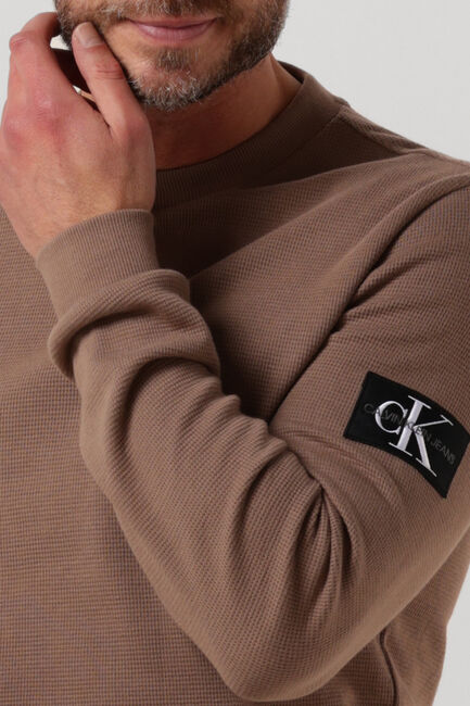 Bruine CALVIN KLEIN Sweater MONOLOGO BADGE WAFFLE LS TEE - large