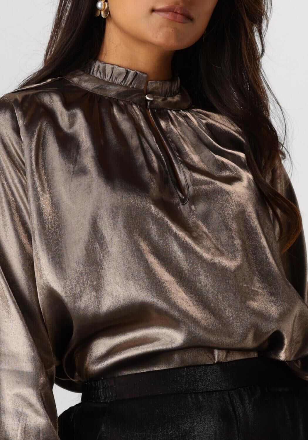 NUKUS Dames Blouses Marbella Blouse Shiny Bruin