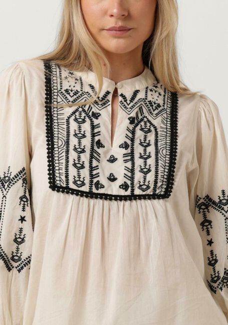 Gebroken wit SUMMUM Blouses TOP COTTON VOILE WITH CONTRAST COLER EMBROIDERY - large