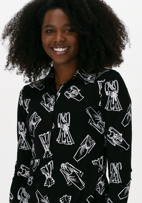 Zwarte JANSEN AMSTERDAM Midi jurk DRESS BUTTON - large