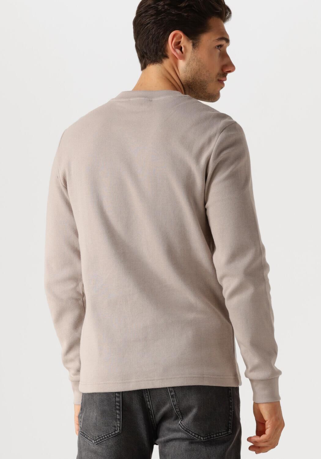CALVIN KLEIN Heren Truien & Vesten Woven Label Waffle Ls Tee Zand