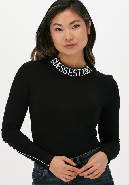 Zwarte GUESS Top LS CHANEL BODYSUIT - large