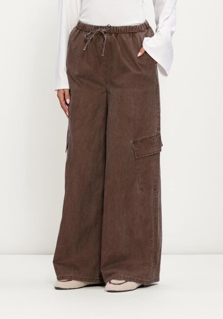 Bruine REFINED DEPARTMENT Cargobroeken LADIES WOVEN WASHED WIDE LEG CARGO PANTS MILA - large