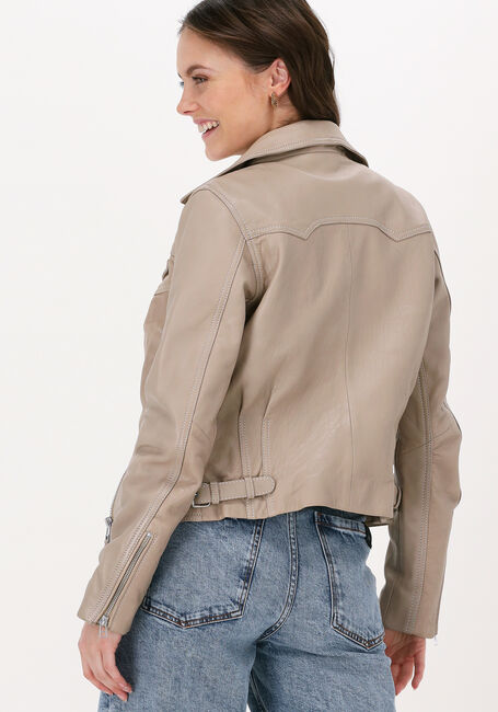 Beige GOOSECRAFT Leren jas JUPITER BIKER - large