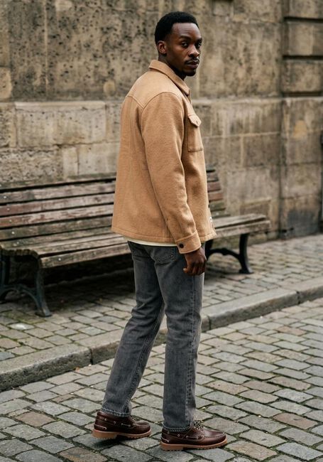 Camel ANERKJENDT Overshirt AKOSCAR BOILED WOOL OVERSHIRT - large