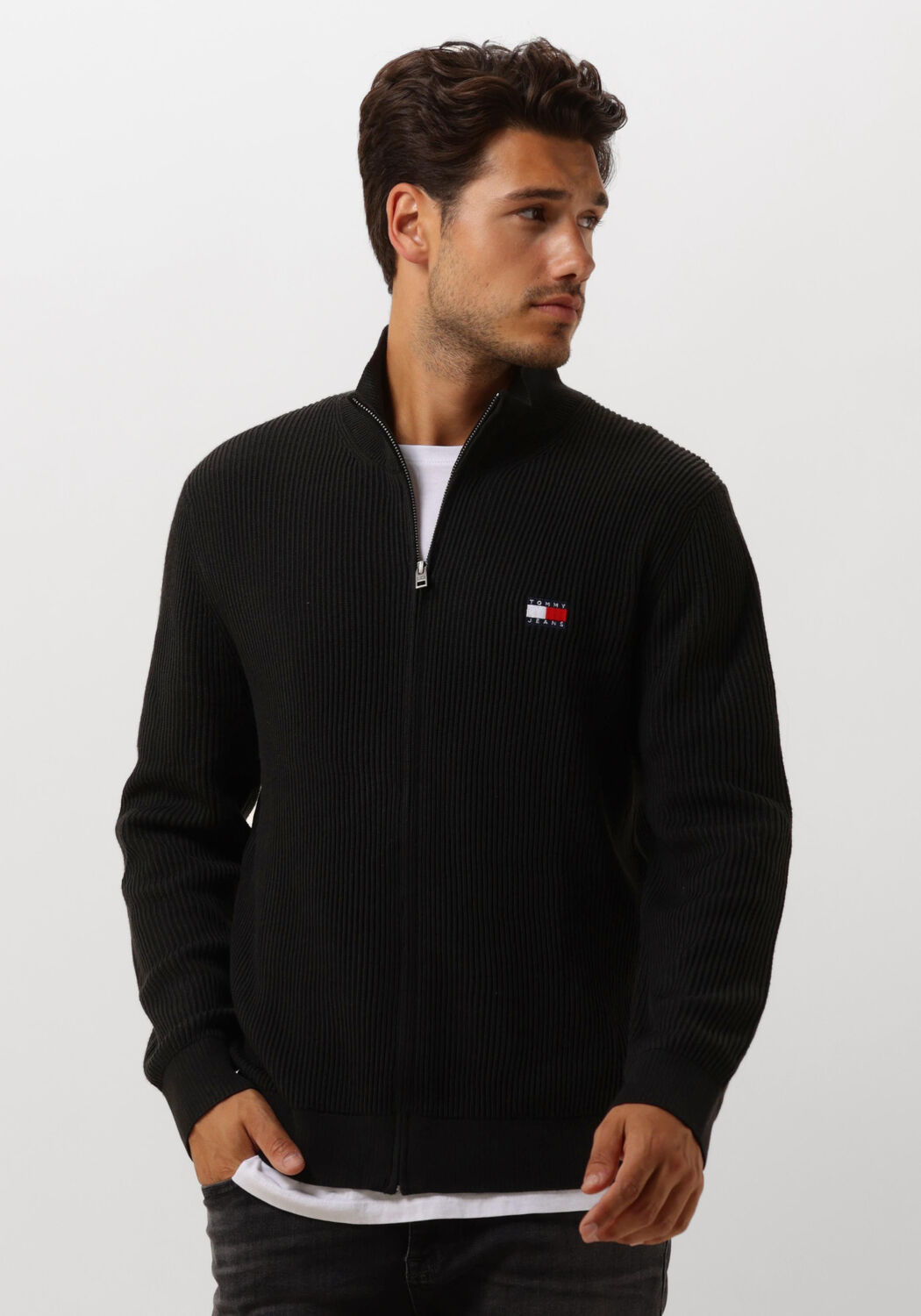 TOMMY JEANS Heren Truien & Vesten Tjm Slim Xs Badge Zip Thru Zwart