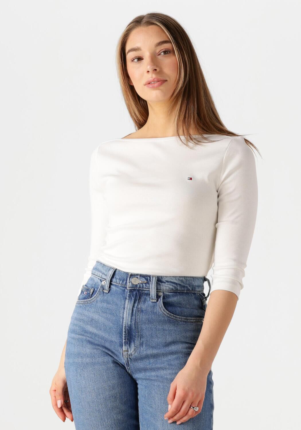 TOMMY HILFIGER Dames Tops & T-shirts New Cody Slim Boat-nk 3 4slv Wit