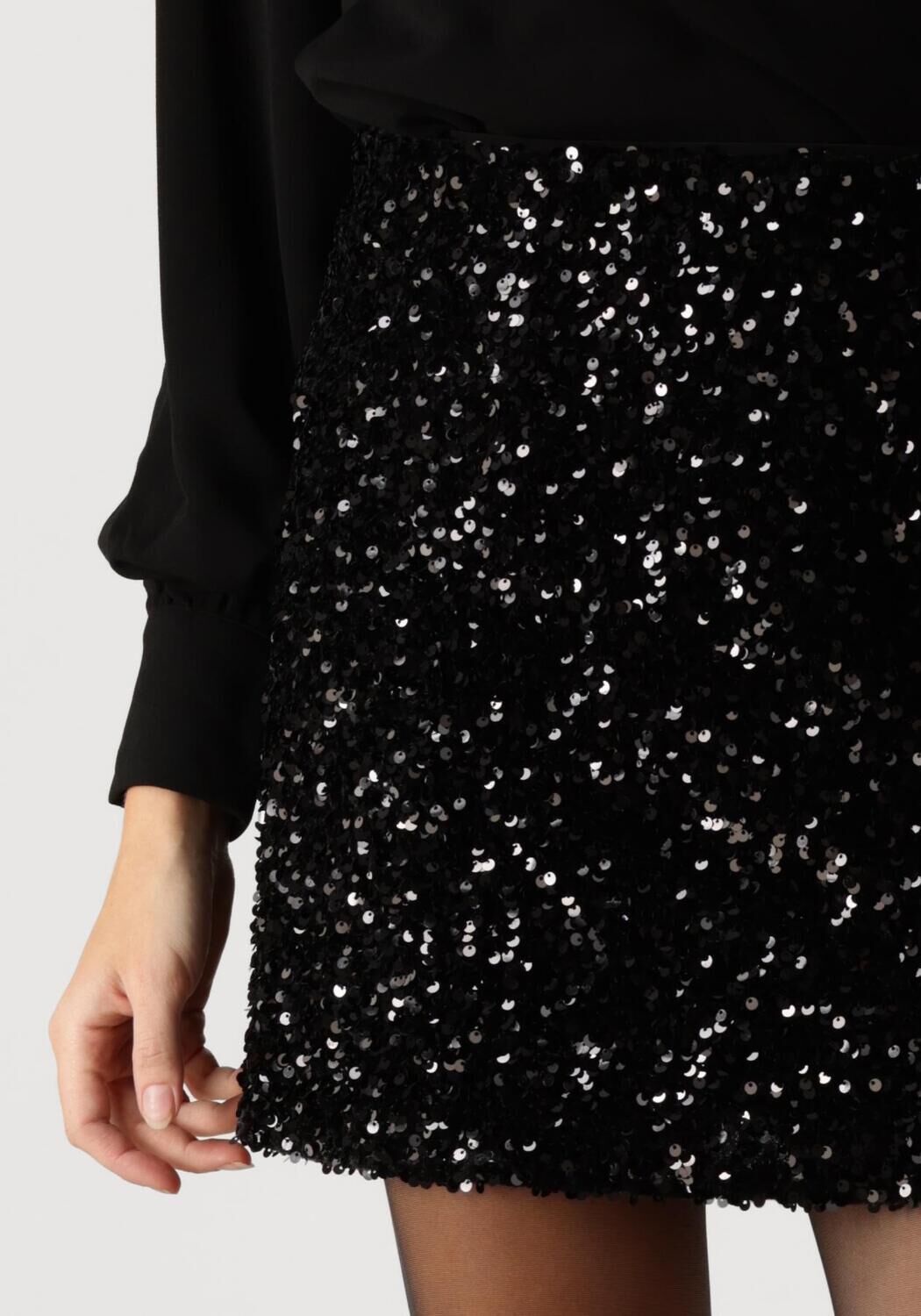 NEO NOIR Dames Rokken Miva Velvet Sequins Skirt Zwart
