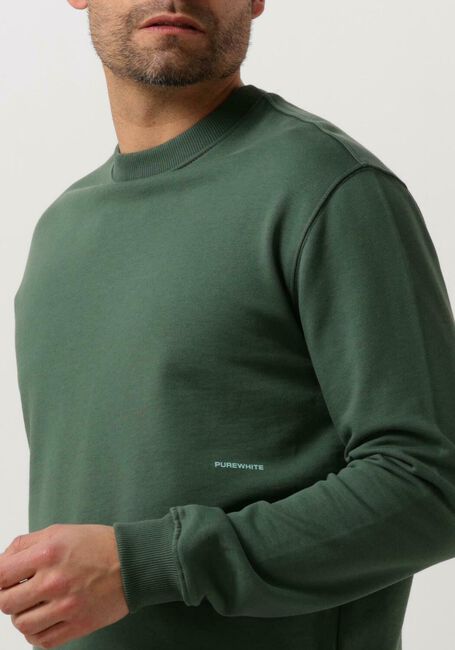 Donkergroene PUREWHITE Trui CREWNECK WITH BIG EMBROIDERY AT BACKSIDE - large