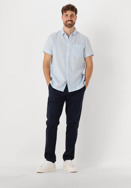 Lichtblauwe SCOTCH & SODA Casual overhemd SHORT-SLEEVED REGULAR FIT LINEN SHIRT - large