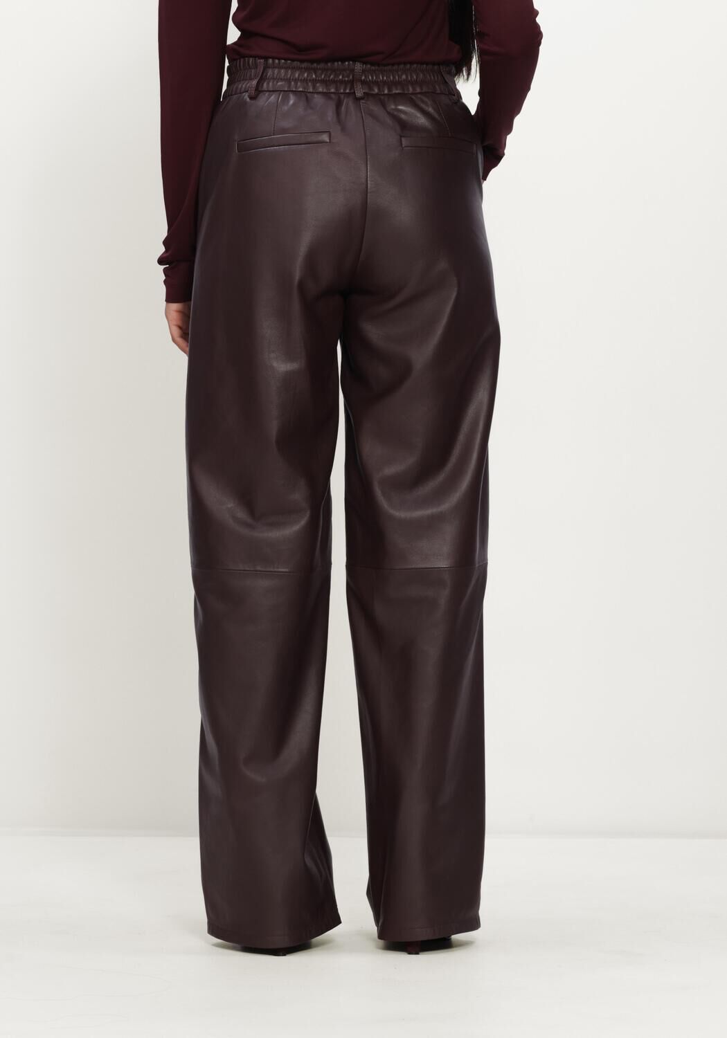 Bordeaux STUDIO AR Wijde broek DAVINA SHEEP SOFT WAXED - large