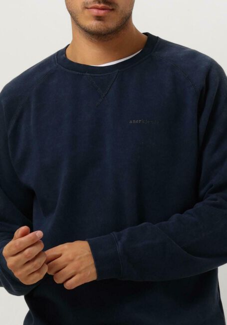 Donkerblauwe ANERKJENDT Trui AKRUBEN COTTON CREW SWEAT - large