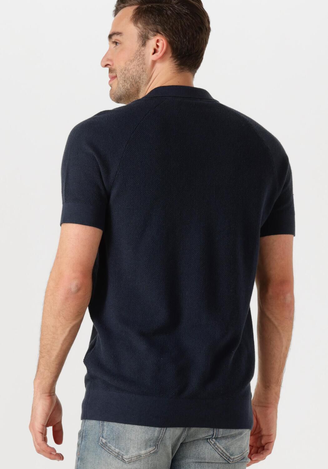 LYLE & SCOTT Heren Polo's & T-shirts Linen Blend Knitted Polo Donkerblauw