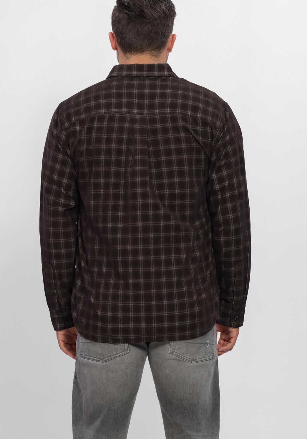 Bruine BUTCHER OF BLUE Casual overhemd JUDD CORD SMALL CHECK SHIRT - large