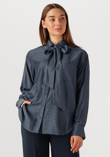 Blauwe JANSEN AMSTERDAM Blouses ESS BLOUSE SR 737 NECKTIE - large