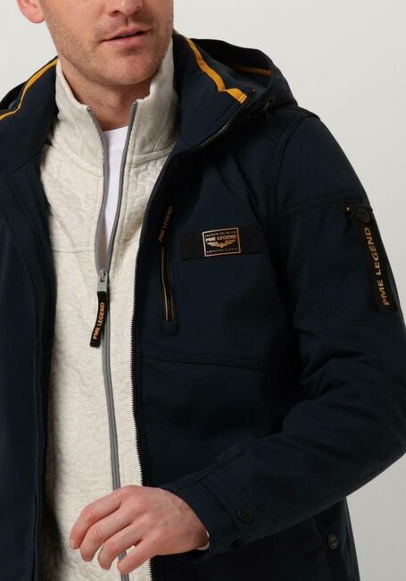 Donkerblauwe PME LEGEND Jack SEMI LONG JACKET SUCCESSOR 2.0 SOFT SHELL - large