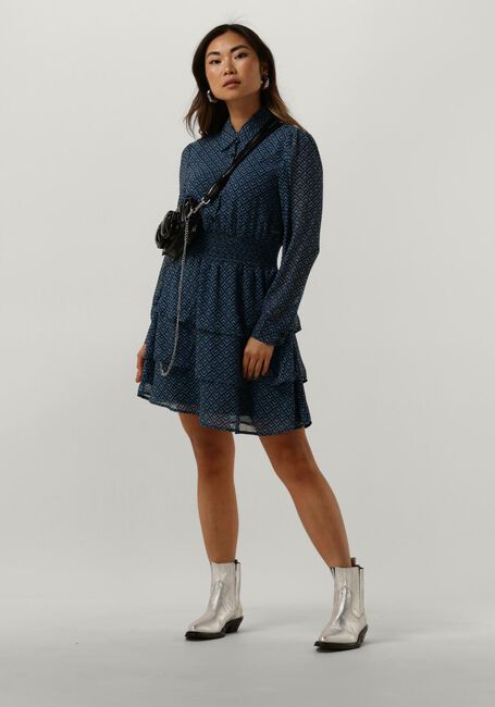 Blauwe COLOURFUL REBEL Mini jurk SACHA SMALL GEO MINI SHIRT DRESS - large