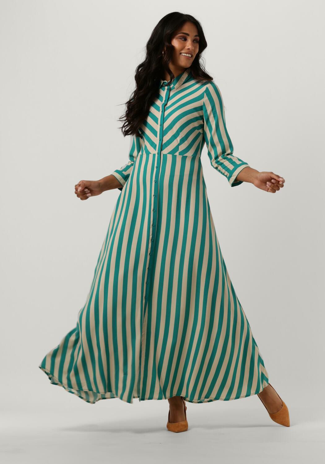 blauw wit gestreepte y.a.s. maxi jurk yassavanna long shirt dress