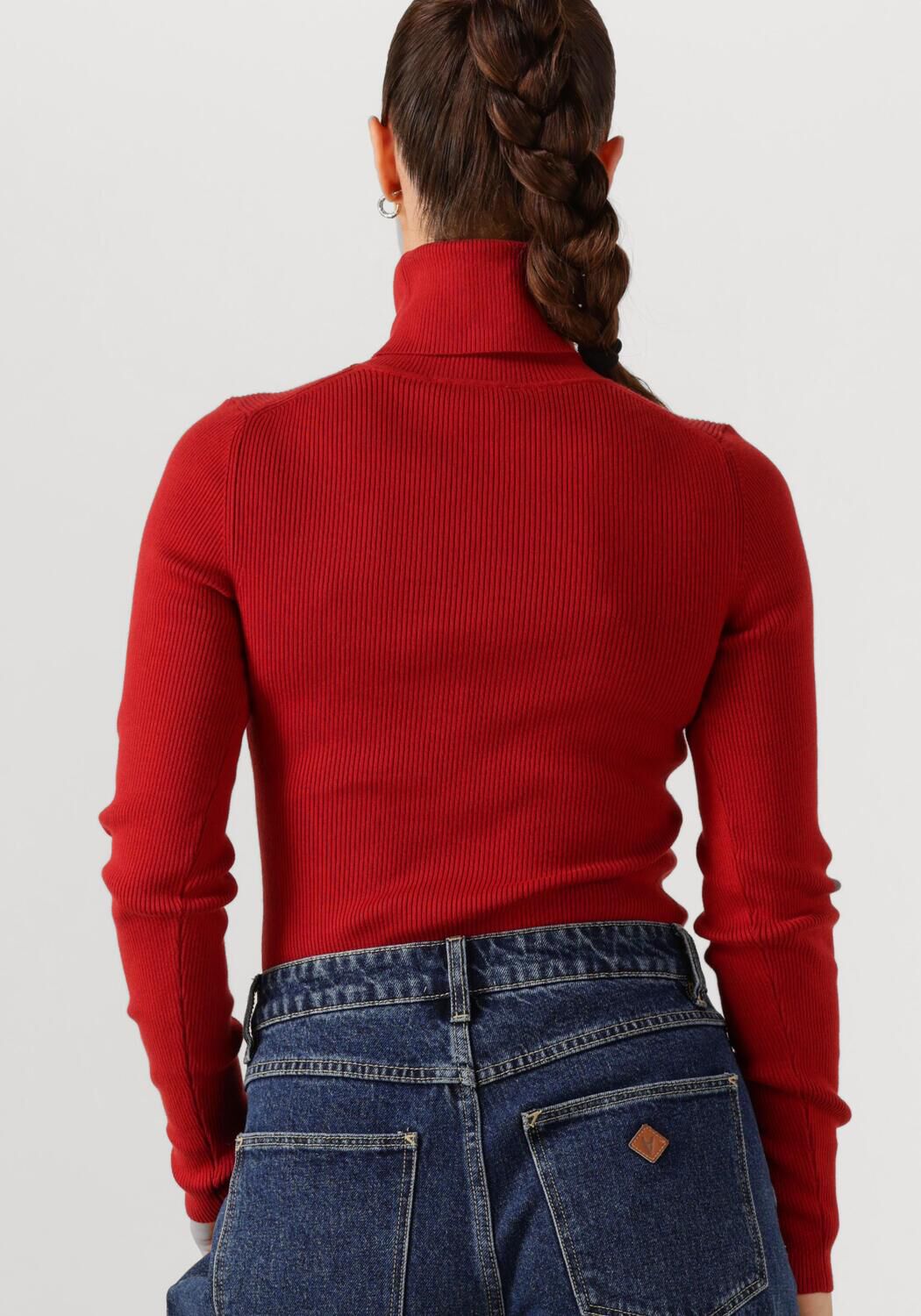 CALVIN KLEIN Dames Truien & Vesten Woven Label Roll Neck Rood