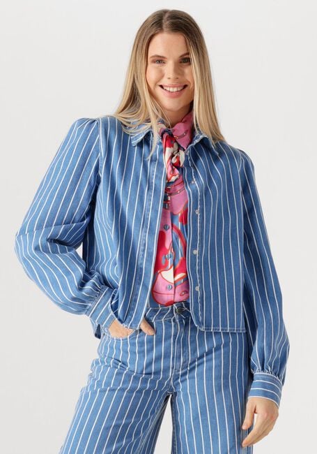 Blauwe POM AMSTERDAM Blouses BLOUSE DENIM STRIPES BLUE - large