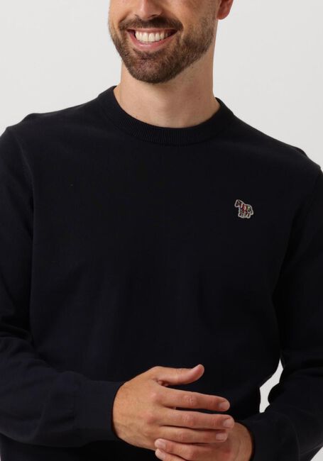 Donkerblauwe PS PAUL SMITH Trui MENS SWEATER CREW NECK ZEB BAD - large