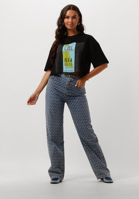 Blauwe ALIX THE LABEL Wide jeans LADIES WOVEN BULL JACQUARD DENIM - large