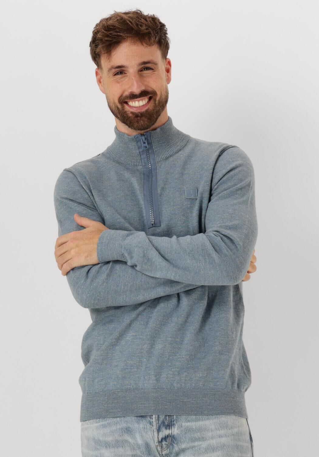 BUTCHER OF BLUE Heren Truien & Vesten Lt Clifden Half Zip Blauw