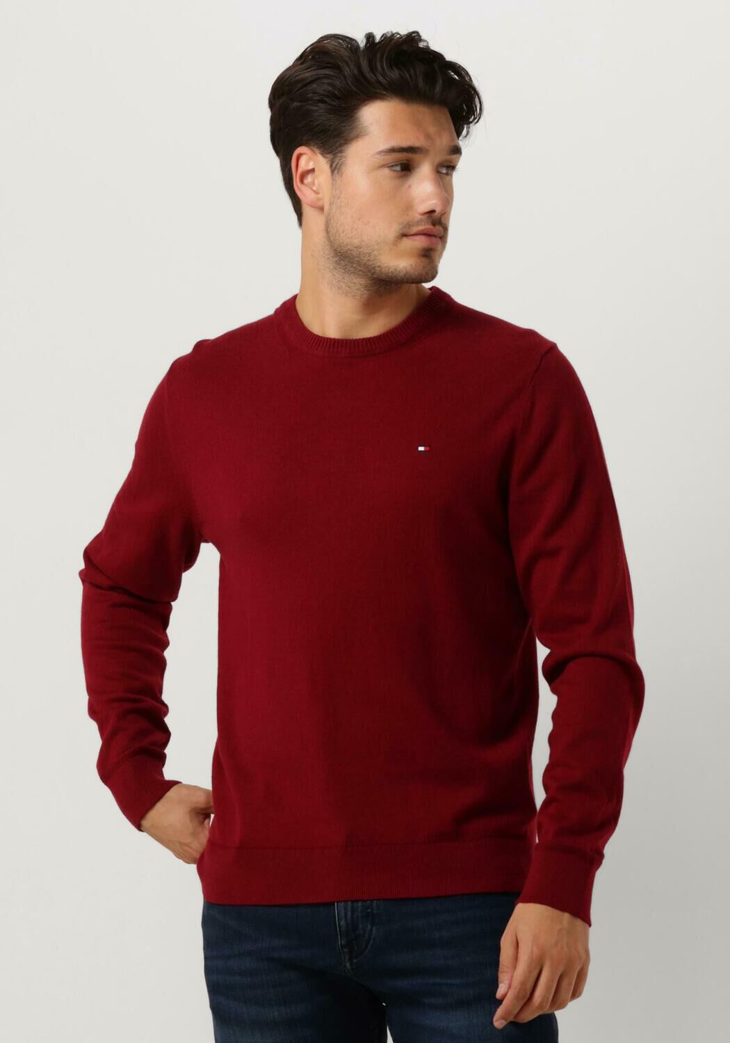 TOMMY HILFIGER Heren Truien Vesten Pima Org Ctn Cashmere Crew Neck Rood Kledingwinkel