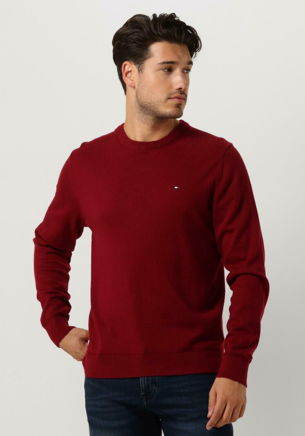 TOMMY HILFIGER Heren Truien & Vesten Pima Org Ctn Cashmere Crew Neck Rood