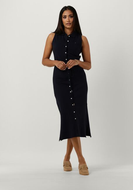 Donkerblauwe TOMMY HILFIGER Midi jurk SLM COLLR DTAIL MIDI POLO DRS NS - large