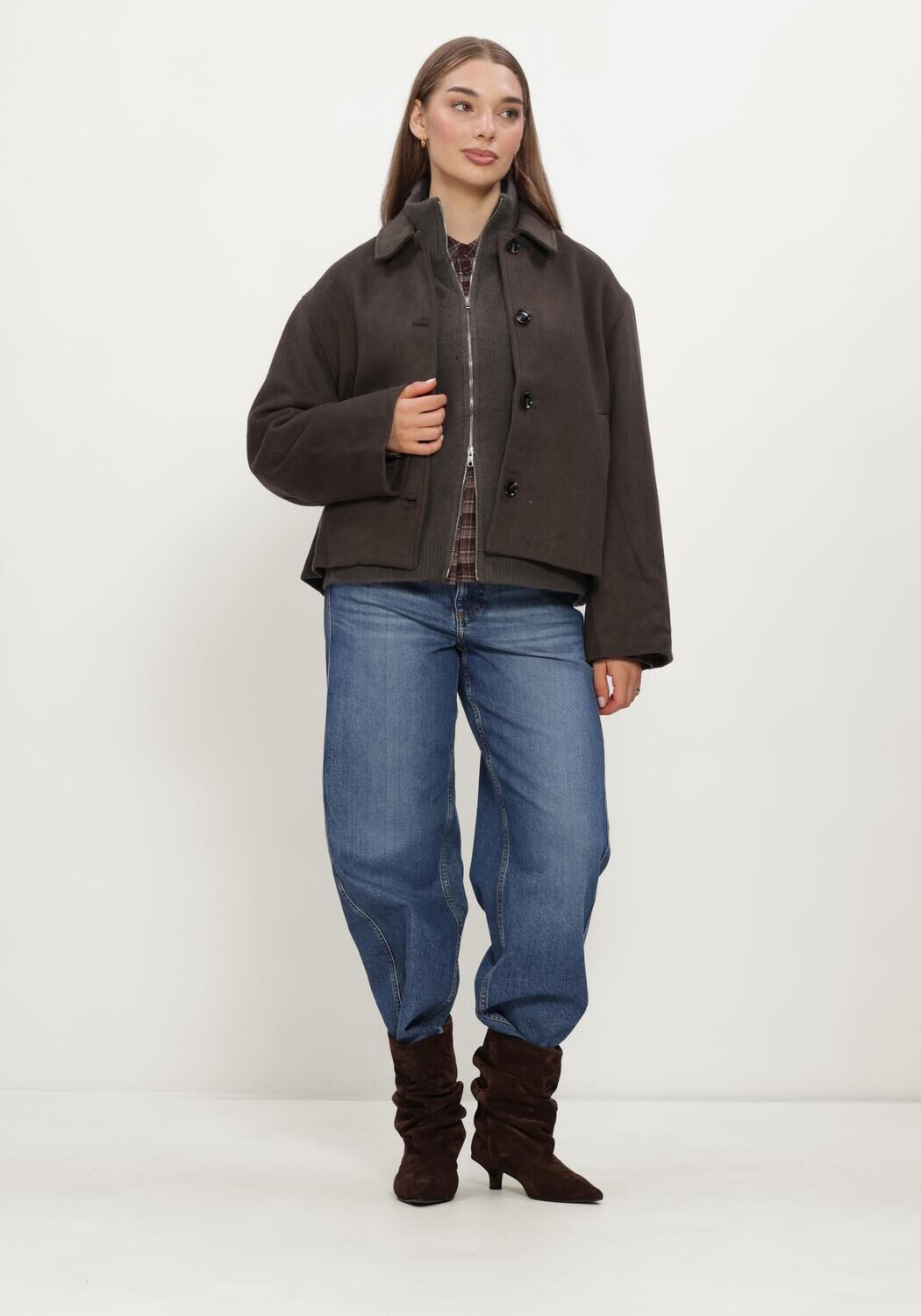 NEO NOIR Dames Truien & Vesten Asley Zip Knit Cardigan Bruin