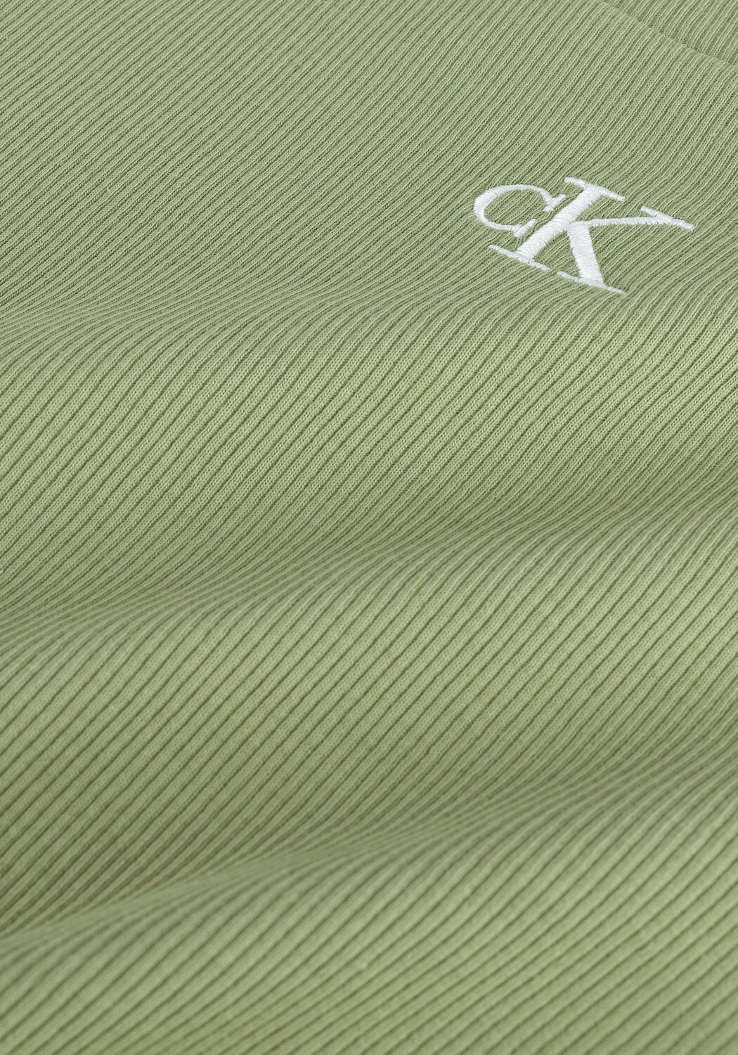 Olijf CALVIN KLEIN T-shirt CK RIB CROPPED SLIM TEE - large